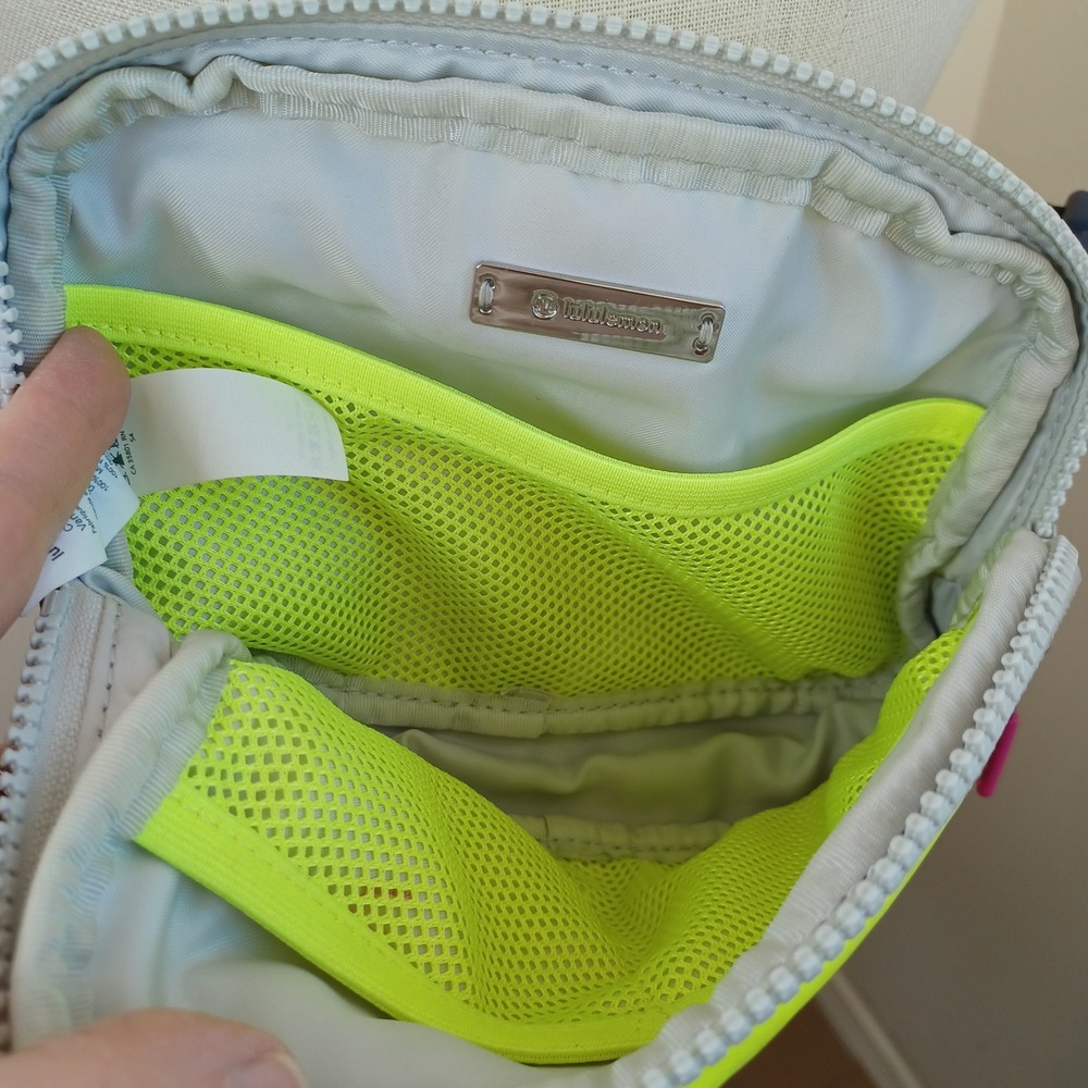 Lululemon Everywhere Belt Bag Neon Yellow Gray Burgundy Nylon Adjustable Strap - Picture 6 of 11